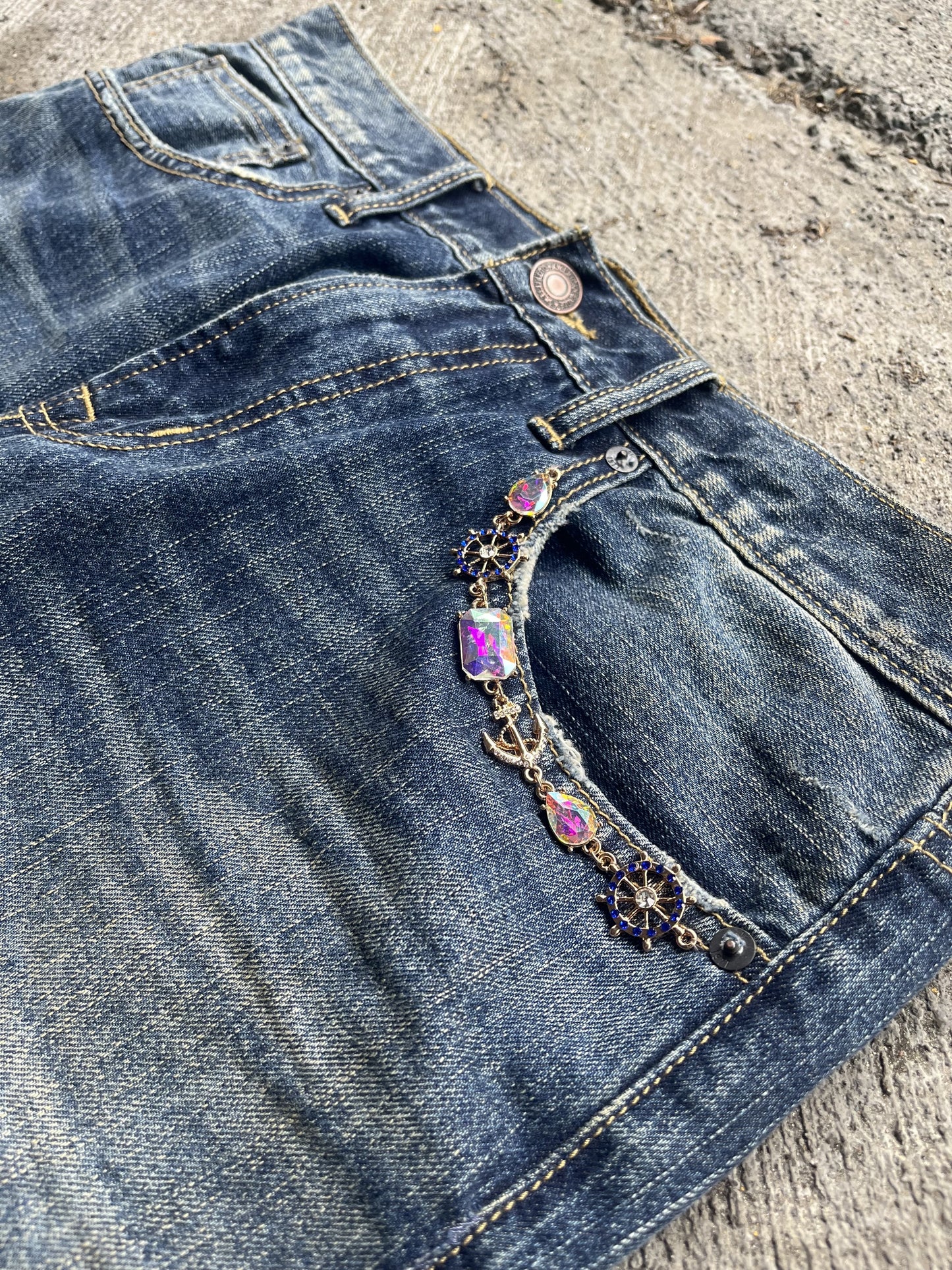 Leopard Distressed Flared Denim